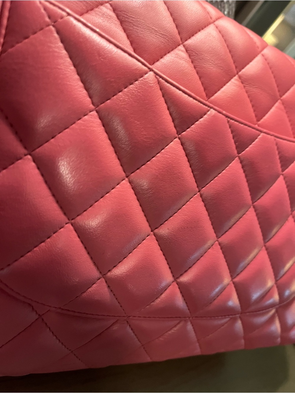 CHANEL Jumbo Quilted Double Flap Shoulder Bag in Hot Pink with Silver Hardware - Picture 10 of 13